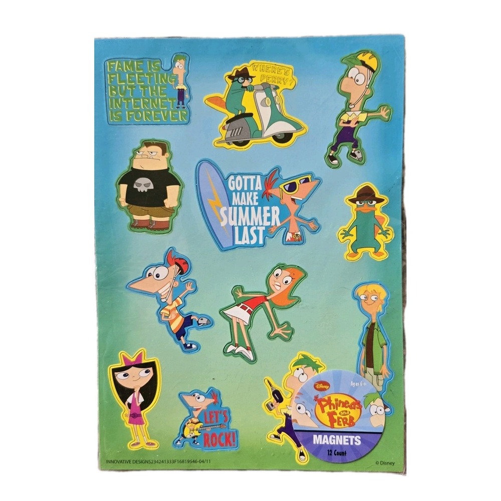 NEW Disney‎ Phineas And Ferb Magnets 12 Pack Set Package Cartoon Characters Gift